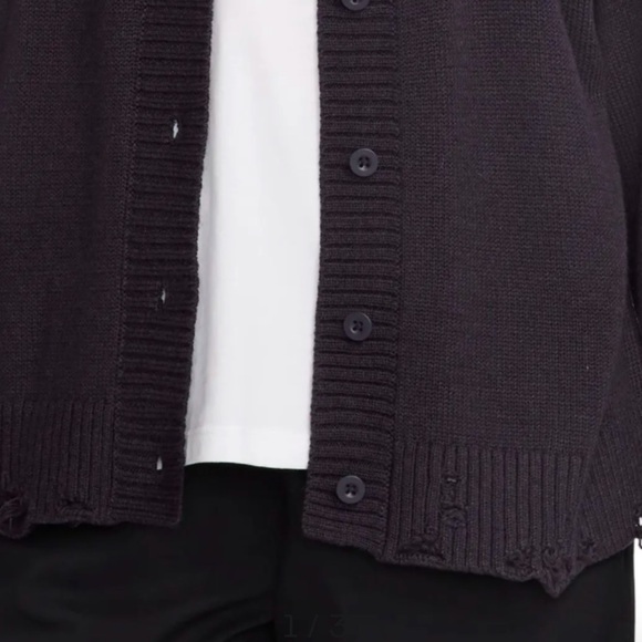 Jordan Distressed Cardigan Black  Knitted Button-Up Cardigan - Picture 3 of 4